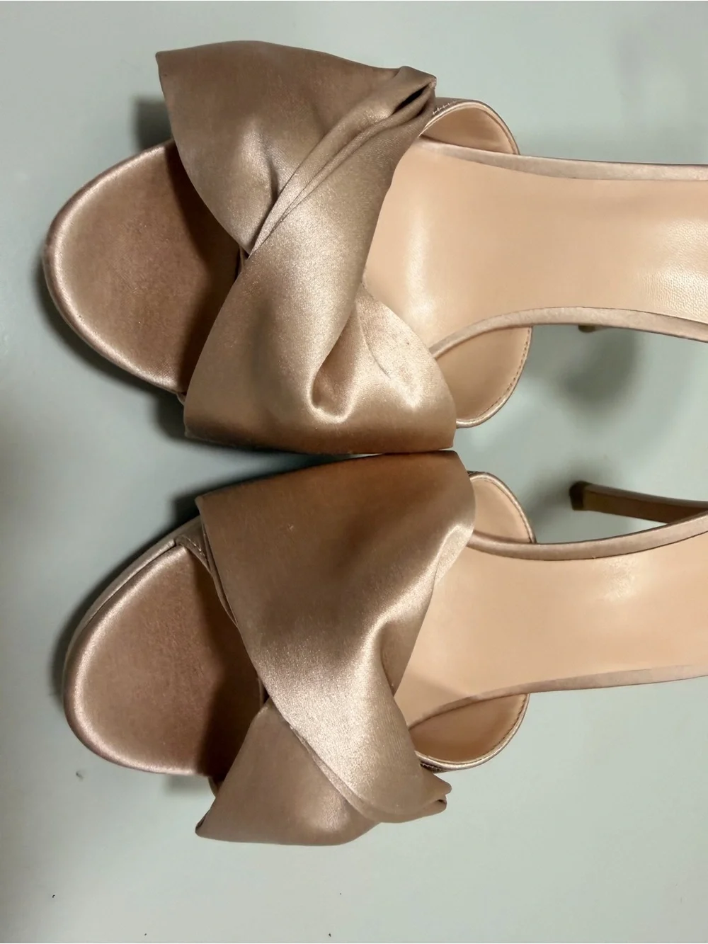kate spade Satin Twist Front Ankle-Strap Heels in Rose Bridal Bow - Brand new!